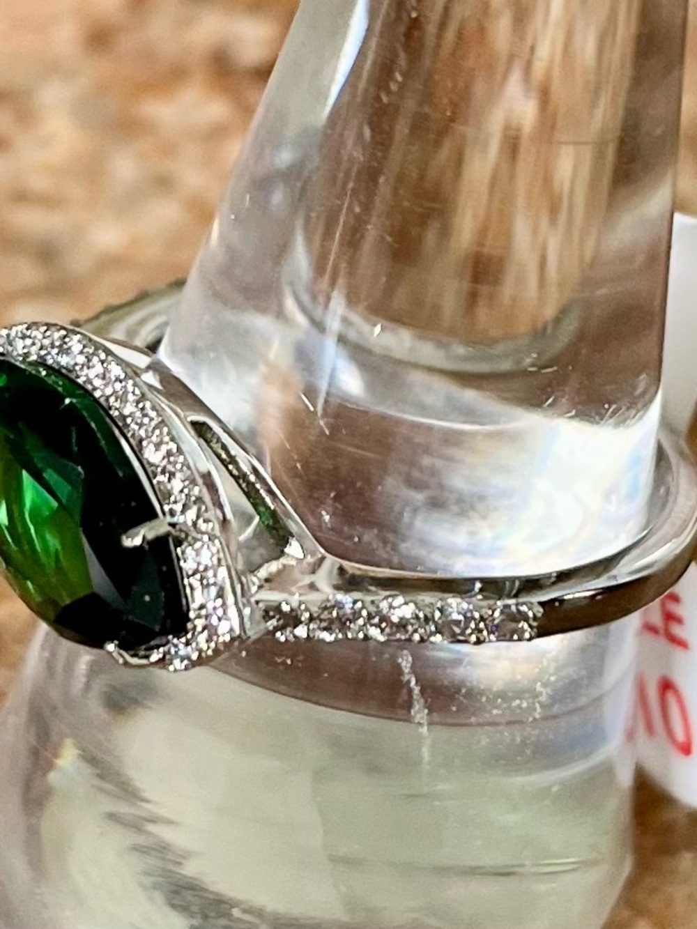 BP Retro RBP2169 Football Ring Emerald Marquise in Silver Halo HTF - Picture 2 of 4